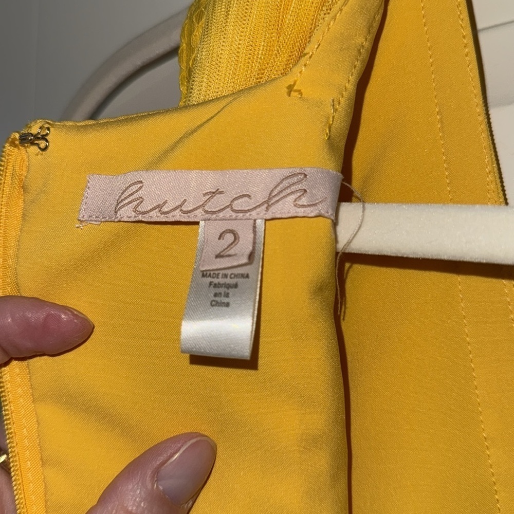 Anthropologie Hutch Pleated Tulle Jumpsuit bright yellow statement bold size 2 - Picture 7 of 14